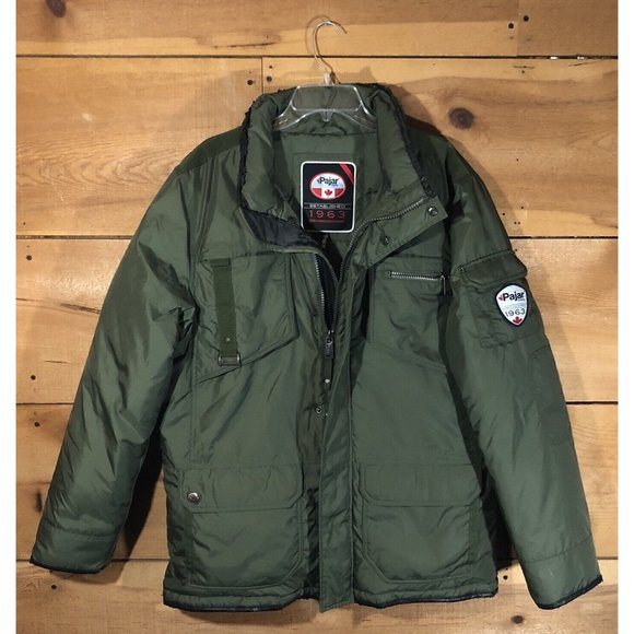 Pajar Goose Down Parka Overcoat Jacket Coat Mens Size Medium Insulated Green